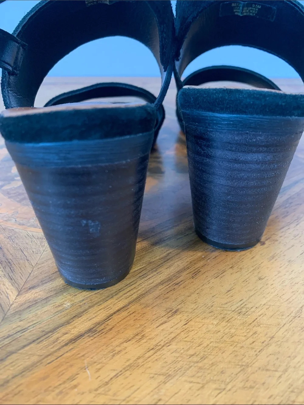 Mariella Italy Women’s Size 9.5 Classic Black Suede Slingback Sandals Block Heel
